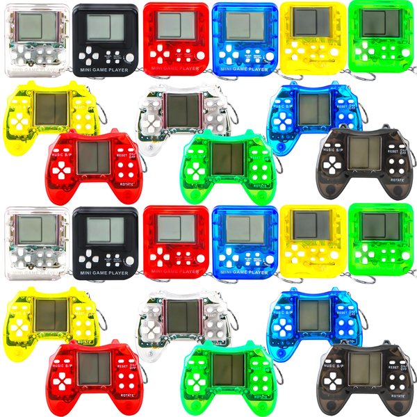 Haconba 24 Pack Mini Video Game Party Favors Small Video Game Keychain Game Console Keychain for Kids Backpack Classroom Prizes Game Theme Party Supplies (Color Style 1)