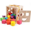 QZMTOY Shape Sorter Toys with 19 Shape Blocks,Shape Sorting Cube Toy Box Classic Wooden Toys for Toddlers Kids,Gift for Girls Boys 2-4(Natural Solid Wood)