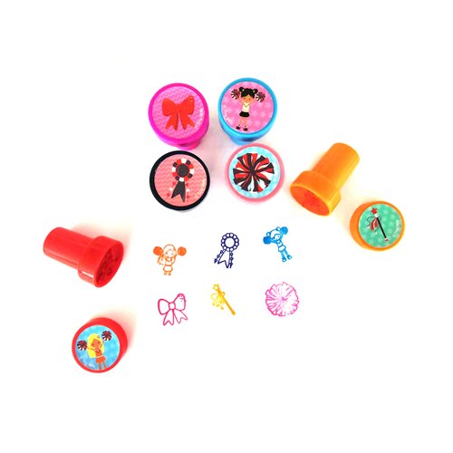 TINYMILLS 24 Pcs Cheerleading Assorted Stamps for Kids Stamps (12 Different Designs) Cheer Party Favors, Cheer Camp Favors,
