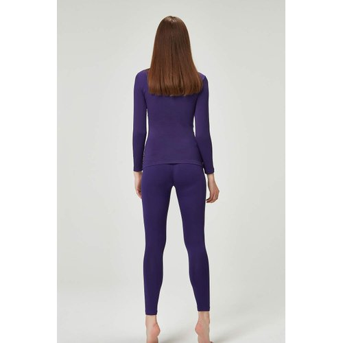 DEVOPS Women's Thermal Underwear Long Johns Top & Bottom Set (Medium, Purple)