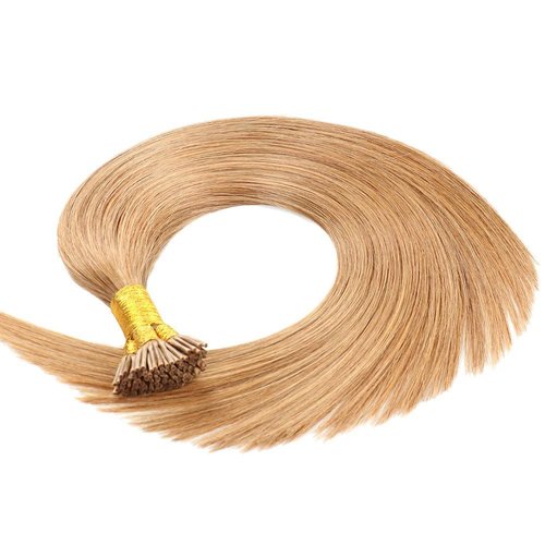I Tip Hair Extensions Human Hair,100strands 0.8g/s 80g I Tip Human Hair Extensions, 27 Strawbrry Blonde 16inches Straight I-tip Real Hair Extensions