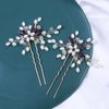 Brihasory Bridal Hair Pin Wedding Hair Accessories for Women Bride To Be Gifts Handmade Pearls Emerald Green Purple Rhinestone Gold Hair Clip 2PCS Banquet Prom Hair Accessory for Curly Girls (Purple)
