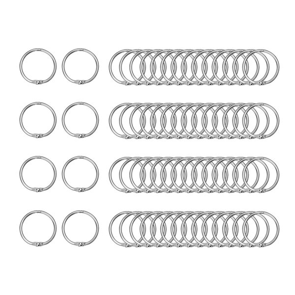 HAUTOCO 100pcs 0.75 Inch Loose Leaf Binder Rings, 3/4" Nickel Plated Metal Book Rings Keychain Key Rings for Flash Cards, Index Cards, Notebooks, School, Office, Home