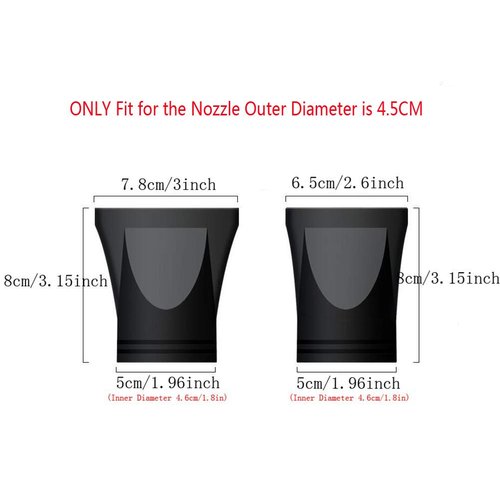 2PCS (Not Universal) Black Plastic Salon Replacement Hair Dryer Drying Concentrator Hair Styling Tool Hood Cover ONLY Fit for the Nozzle Outer Diameter is 4.5CM