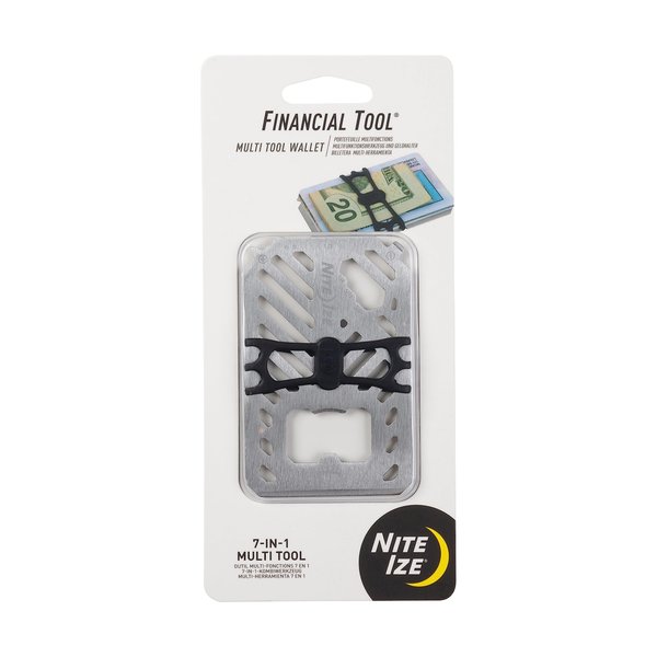 Nite Ize Financial Multi Tool Wallet - Stainless Steel 7-in-1 Multi Tool - Multi Tool Travel Wallet for Men & Women - Multi Tool with Bottle Opener, Screwdriver, Rulers & More - Silver