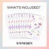 House of Balloons Unicorn Rainbow Temporary Tattoos for kids - 10 individual sheets, over 300 tattoos | Unicorn Birthday Party Supplies, Rainbow princess unicorn magical party favors