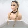 melody wig Synthetic Blonde Lace Front Braid Wigs Ombre Blonde Double Braid With Dark Roots Heat Resistant Fiber Braid Baby Hair Wigs Add Human Weaving … …
