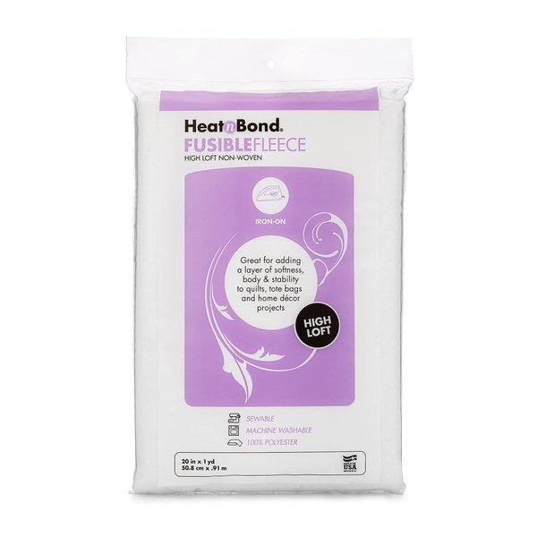 HeatnBond Fusible Fleece High Loft Iron-On Interfacing, 20 Inches x 1 Yard, White