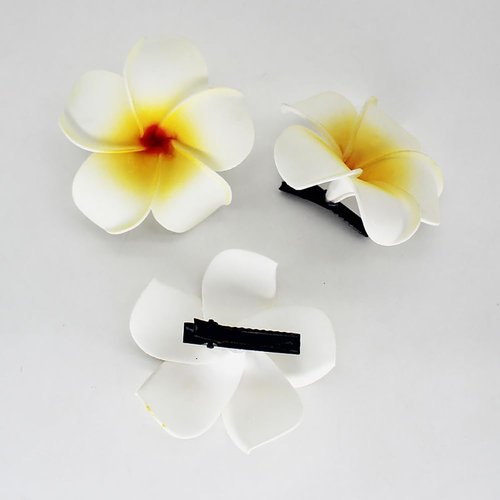 10 Pcs Hawaii Plumeria Flower Clips Hawaiian Flower Hair Barrettes Beach Party Hair Clips Artificial Tropical Flower Hairpins for Wedding 5cm
