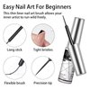 lofuanna Nail Liner Gel Polish Set Nail Art Gel Polish, 6 Colors White Black Red Glitter Painting Drawing Gel Kit Built Thin Nail Art Brush in Bottle Gel Pens Soak off DIY for Home Salon