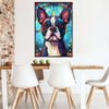 Boston Terrier Dogs Lovers Stained Colorful Glass 1000 Pieces Art Painting Wooden Puzzle for Kids Adults, Birthday Mother's Father's Day Christmas for Dad Mom Son Girls