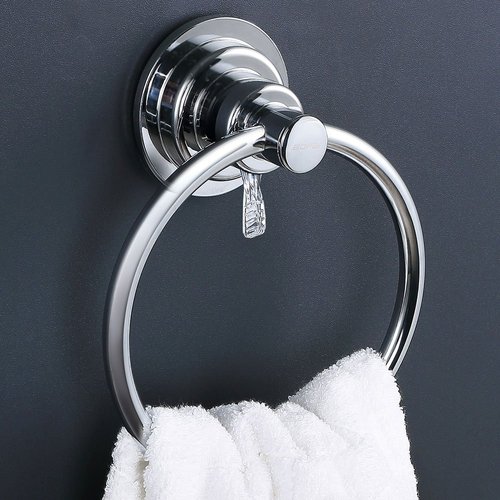 BOPai Drill Free Powerful Vacuum Suction Cup Towel Ring Shower Washcloth Hand Towel Round Holder