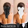 Yoseng Hair Bows Set: 4pcs Ribbon Hair Clips with Bowknots and Long Tails, 2 Sizes, for Women and Girls (Black, White)
