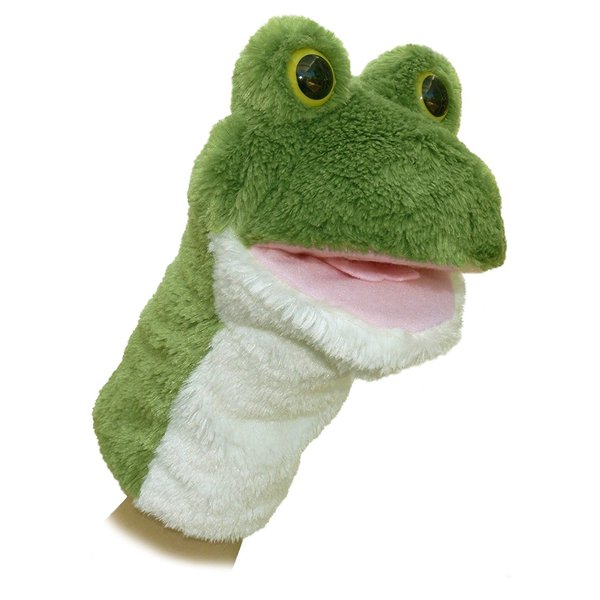 Aurora® Interactive Hand Puppet Frog Stuffed Animal - Storytelling Adventures - Playful Learning - Green 10 Inches