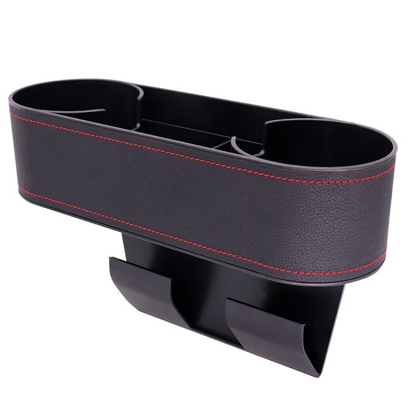 Car Cup Holder Seat Gap Organizer, Multifunctional Cup Drink Holders with PU Leather Cover,Side Insert Center Console Gap Filler Storage Box for Mug Bottle CellPhones Keys Coffee Coasters Cards