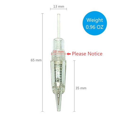 Pinkiou Permanent Makeup Cartridges Round 1RL Tattoo Needles and Caps for Eyebrow Tattoo Machine Microblading Pen Pigment Tips (Pack of 10)