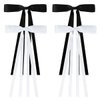 NYXXZ Bow Hair Clips for Girls, 4Pcs Tassel Bow Long Tail Hair Clips Ribbon Bowknot Hair Bow, Women's Hair Clips Ribbon Hair Ties Barrettes Hair Accessories (Black and White)