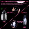UNA GELLA Short Almond Fake Nails 216pcs Pre-shape Gel Acrylic Nail Tips for Full Cover Nail Extension Home DIY Nail Salon 12 Sizes Gelly Tips