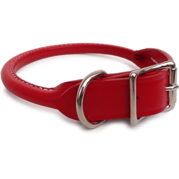 Auburn Leathercrafters Rolled Dog Collar - Red - 16
