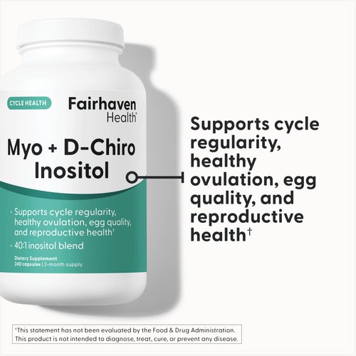 Fairhaven Health Myo-Inositol and D-Chiro Inositol Supplement for Women | 40:1 Ratio | Female Fertility Supplement for Women and Hormone Balance* | Vegan | 240 Myo & D-Chiro Inositol Capsules
