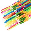 Multicolored Tropical Luau Parasol Hibiscus Print Umbrella Disposable Bendable Drinking Straws for Island Themed Party, Kitchen Supplies, Bars, Restaurants (48 Pack)