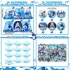 Qilery 140 Pcs Shark Party Favors Shark Birthday Party Favors Shark Bracelet Drawstring Bags Keychains Badge Sticker Notebook Bendable Pencil Shark Stress Relief Toy for Ocean Theme Decorations