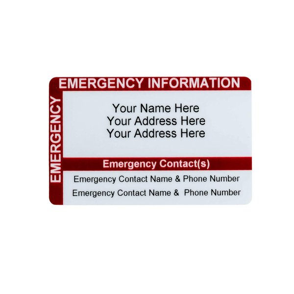 Customizable In Case of Emergency Wallet Card for with Allergies and Medical Conditions fields