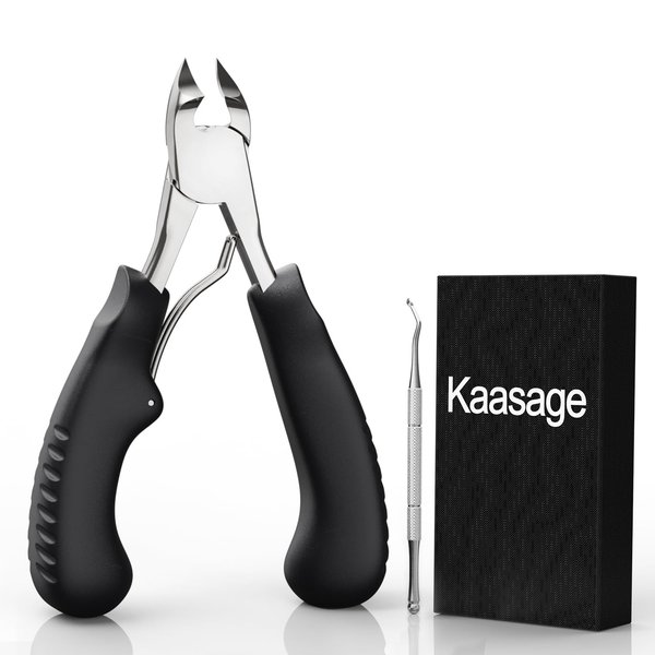 Nail Clipper for Ingrown or Thick Nail, Kaasage Podiatrist Toenail Clippers with Surgical Stainless Steel Sharp Curved Blades & Anti-Slip Handle, Professional Nail Cutter for Men, Women and Seniors