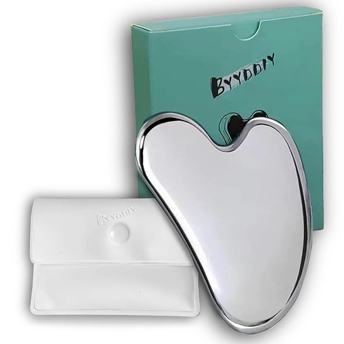 BYYDDIY Stainless Steel Gua Sha Facial Tools, Metal Gua Sha for Face,Tighten Skin Massage, Guasha Beauty Tool for Body Eyes (W-s)