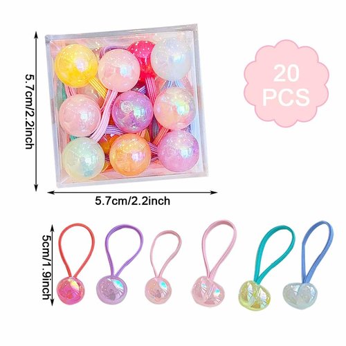 20 PCS Acrylic Blingbling Cute Candy Color Hair Bands Girls Hair Ring Ponytail Holder Hair Accessories for Toddlers girls Teens