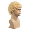 Wiwige Blonde Afro Wig for Men Short Curly Halloween Disco Rock Wig Heat Resistant Synthetic Wigs with Wig Cap