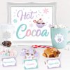 Hot Chocolate Bar Kit, Christmas Hot Cocoa Bar Supplies, Hot Cocoa Bar Banner Sign Labels Snowflake Cup Stickers for Winter Wonderland Birthday Baby Its Cold Outside Baby Shower Party Decorations