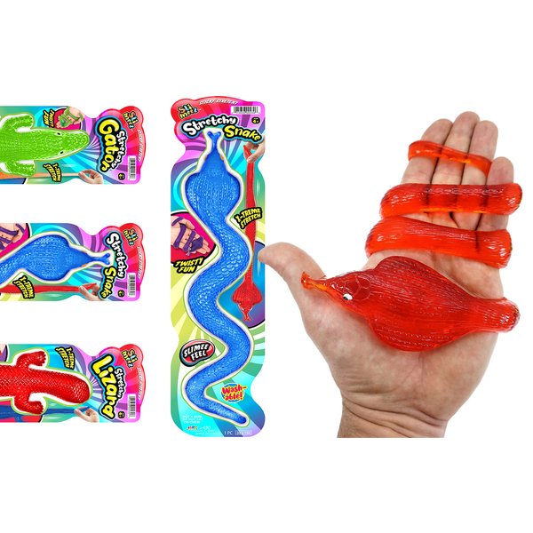 JA-RU Giant Sticky Lizard, Alligator, Snake Stretchy Fidget Toy (1 Pack Assorted) Fake Rubber Snake for Kids. Stress Relief Toy. Reptile Party Favors, Goodie Bags Stuffers. 430-1A
