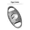 CIGARLOONG Cigar Cutter and Lighter Set Sharpening Blade Engraved Cigar Guillotine and Retro Carved Lighter(Color:Silver)
