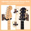 MOREYES Guitar Wall Mount 4 Pack, Guitar Wall Hangers with Adjustable Soft Guitar Hook for All Size Guitars, Hardwood U-Shaped Guitar Holder for Acoustic Guitar, Bass, Easy to Install, Black Walnut