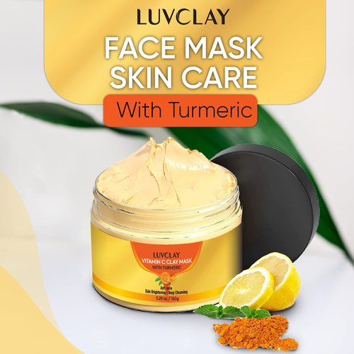 LUVCLAY Vitamin C and Turmeric Clay Mask for Face – Deep Cleansing & Brightening Face Mask for Dark Spots, Pores, and Anti-Aging – Non-Greasy, Easy-to-Apply Hydrating Skin Care, 5.29 Oz