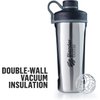 BlenderBottle Radian Shaker Cup Insulated Stainless Steel Water Bottle with Wire Whisk, 26-Ounce, Matte Black