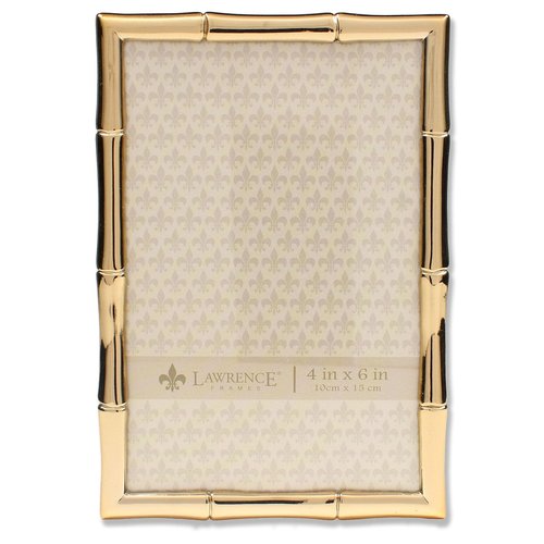 Lawrence 712246 4-Inch W x 6-Inch H Gold Metal Picture Frame with Bamboo Design
