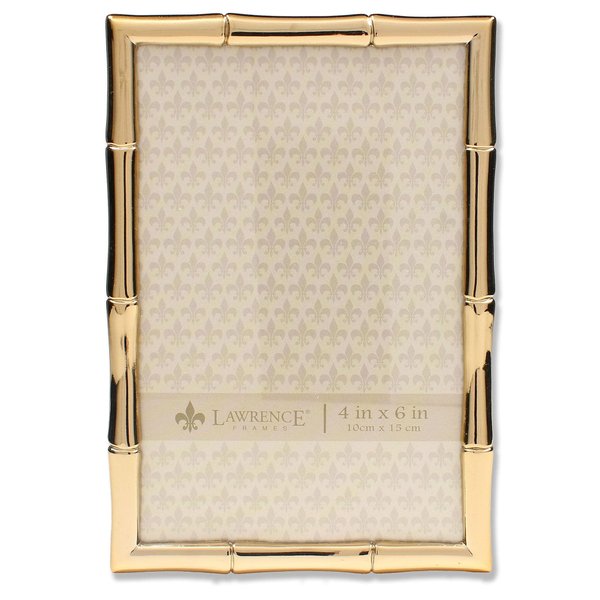 Lawrence 712246 4-Inch W x 6-Inch H Gold Metal Picture Frame with Bamboo Design