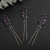 Teyglen 3pcs Crystal Bridal Hair Pins Rhinestone Hair Pieces Bride Wedding Hair Accessories Vintage Blue Red Purple Rhinestone Hair Pins for Women Girls Party Prom (Purple)