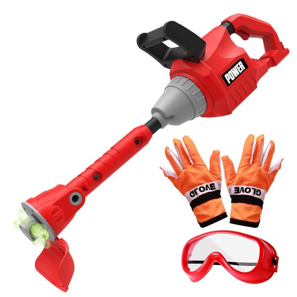 Power Tools Weed Trimmer, Construction Tools with Lights and Sounds, Kids Play House Toys with Goggles and Gloves Puzzle Gift Toddler Tools and Gardening Set