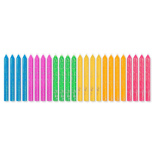 Papyrus Birthday Candles, Neon Glitter (24-Count)