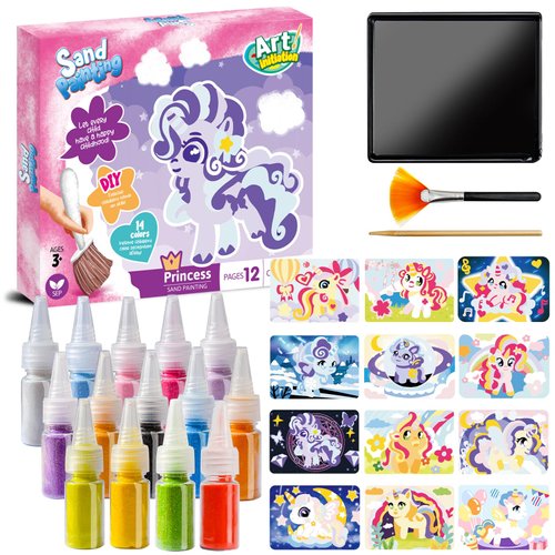 TNOONE Animal Sand Art Kits for Kids,DIY Crafts for Kids Ages 4-8,Color Sand Art Pictures,Art Crafts Learning Toys,Ideal Gifts for Girls