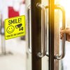 ASSURED SIGNS Smile You're On Camera Signs Stickers - 7 X 7 Inch - 8 Pack - Polite Video Surveillance Security Sign to Prevent Trespassing on Your Private Property - Perfect for House, Business, Yard or Driveway