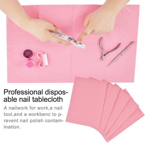 LXIANGN 125PCS Disposable Nail Art Table Towels Mat 13" X 17" Waterproof 3 Ply Nail Art Mat Paper Sheet Clean Pads Tattooing Table Mat Nail Table Cover Tattoo Supplies (Pink)