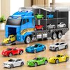 NIPLOOOW Toddler Boys Toys for 3 4 5 6 Years Old, Truck Vehicle Toy Set with Play Mat, Die-Cast Toy Car Carrier Truck for Boys Kids, Birthday Gifts Toys for 3 4 5 6 7 8+ Year Old Boys