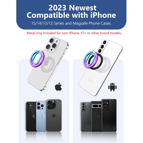 Double-Sided Magsafe Phone Grip Strong Magnetic Ring Holder Compatible for Smartphone, iPhone 15/14/13/12 Plus Pro Max,Google,Samsung,Magsafe Accessories