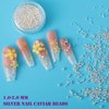 4400pcs 3D Flower Nail Charms and Gems, Colorful Acrylic Flower Charms for Nails Design,4 Boxes Nail Art Rhinestones and Flatback Pearl Nail Charms,Silver Gold Caviar Beads with Wax Pencil Tweezers