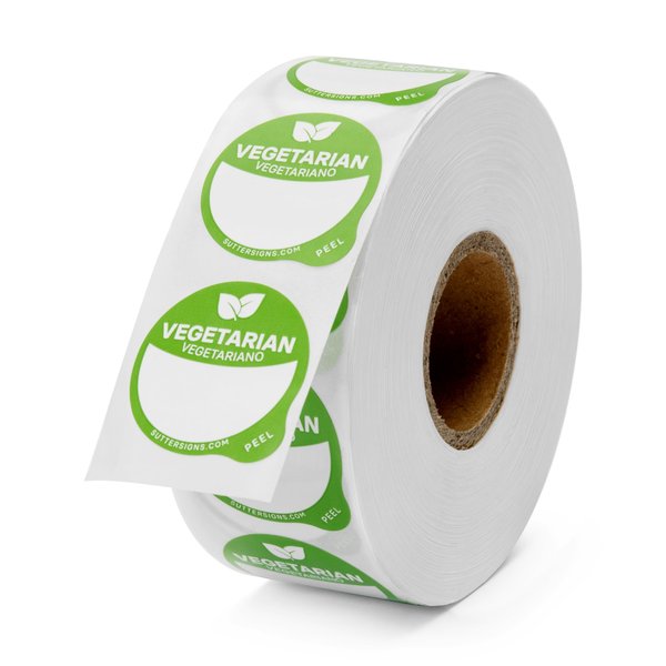 Vegetarian Food Labels 1000 pcs | 1" Dot Blank Sticker Labels to Write On for Party Buffet, Delis, Sandwich Shops, Food Containers