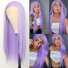 Luwigs Lavender Purple Lace Front Wigs Straight Synthetic Heat Resistant Replacement Wigs Light Pruple High Temperature Fiber Hair Cosplay Daily Wear (22 Inch, Purple,Straight)